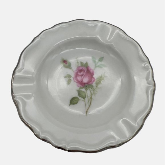 Chalfonte CPC Porzellan Rose Pair Small Ashtrays Bavaria Germany 3.25" Porcelain - Picture 6 of 7